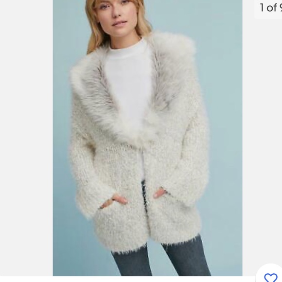 ANTHROPOLOGIE Sleeping On Snow Fluffy Faux Fur Cardigan Size Medium✨ - Picture 1 of 11